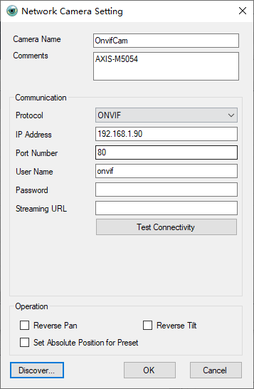 PTZ Controller - Network Camera Setting -AXIS- M5054