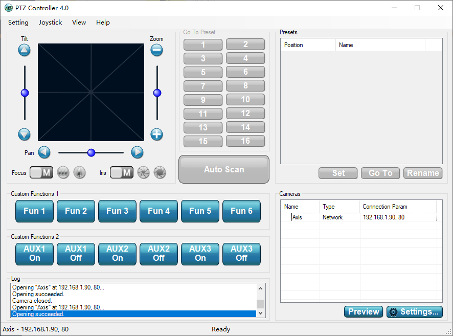 PTZ Controller 4.0 control AXIS PTZ Network Camera